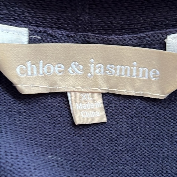 Chloe & Jasmine Navy Lace Sleeve Cardigan Sweater - Picture 8 of 10